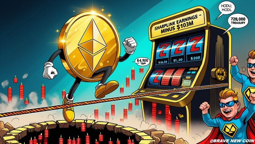 Ethereum (ETH) Price Today: Ethereum Dips Below $4.5K as SharpLink Reports $103M Quarterly Loss